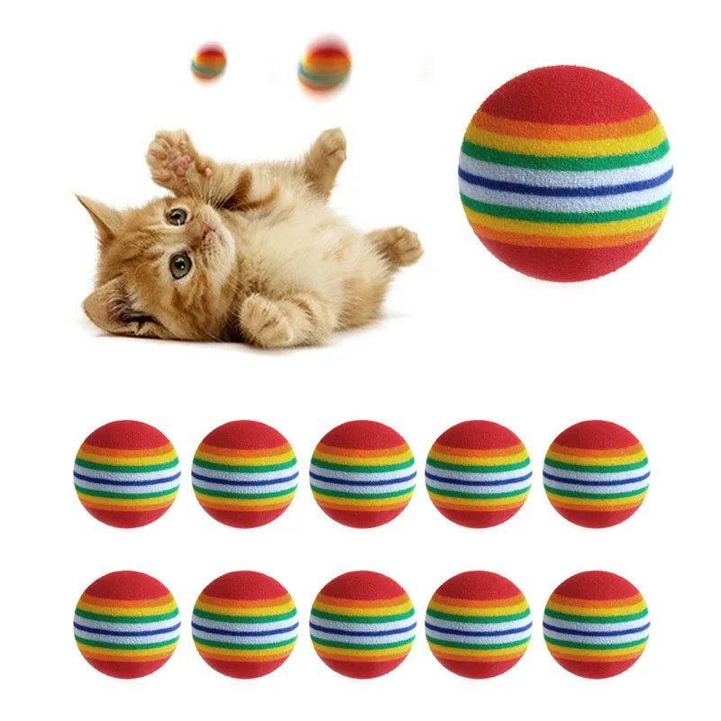 10Pcs Colorful Cat Toy Ball Interactive Cat