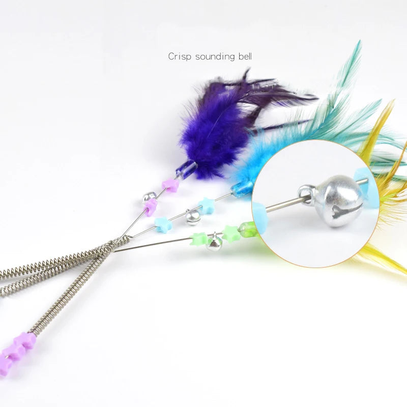 Toy Rod with Bell and Feather Toys for Cats